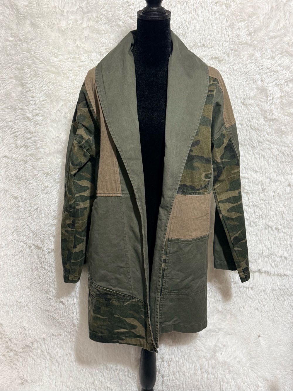 Anthropologie (Mystree) Olive & Tan Camo Patchwork Utility Jacket